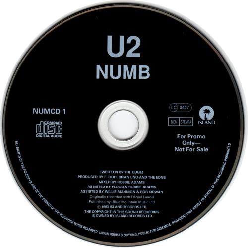 U2 – Numbのプロモ U2 Numb - Rare Promo UK Promo CD single (CD5 / 5